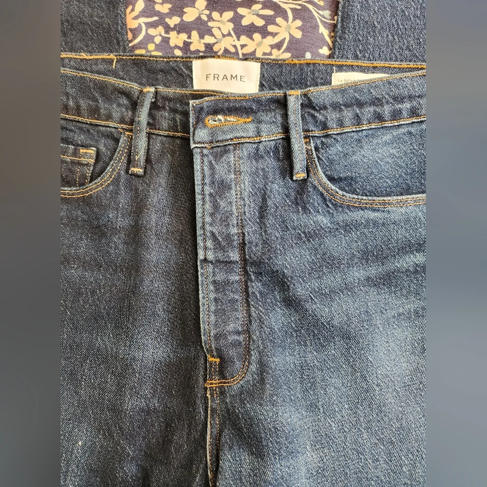 Frame Le Sylvie Slender Straight High Rise Blue Jeans Size 30 - Picture 5 of 12